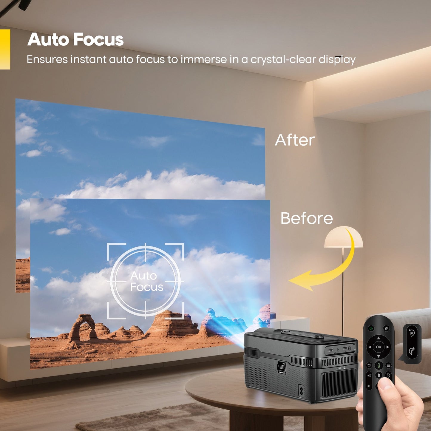 Magcubic Auto Focus HY450C Ultra Short Throw Projector With Auto Offset 1080P 8K HD 900 ANSI WiFi6 BT5.4 Allwinner H716 Voice
