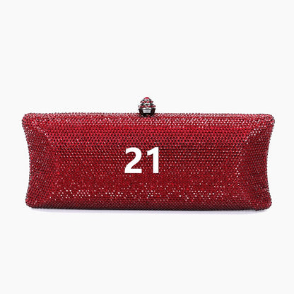 Women Brown/Black/Orange/Red/Purple Rhinestone Clutch Evening Bags Metal Minaudiere Handbag Bridal Purse Wedding Party Clutches