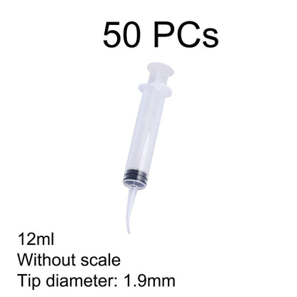 50 Seringas Descartáveis de Irrigação Dental com Ponta Curva 12ml para Uso Odontológico Material Odontológico Diâmetro da Ponta 1.9mm