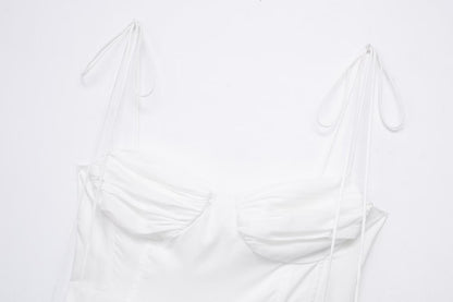 TFMLN New Elegant Women's Tierred Long Dress Summer Classic Fashion Solid Side Zipper Dresses High-Waist A-line Party Soft Dress