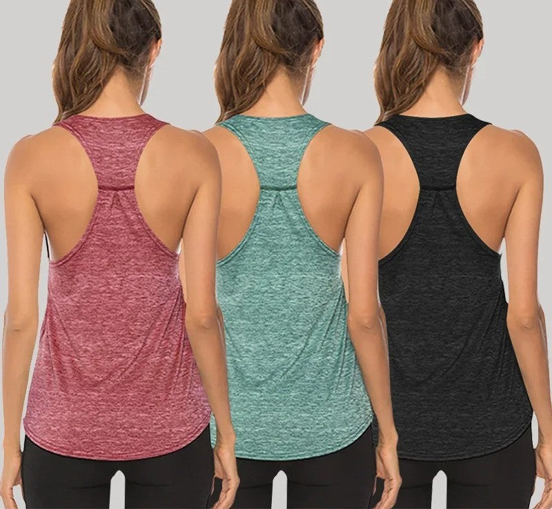 Sleeveless Racerback Yoga Tank Top,Women's Quick Dry Running Training Sports Vest Fitness Gym Top Workout Yoga Shirts