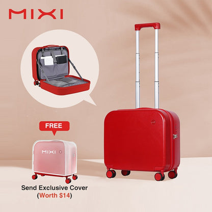 Mixi Carry On Suitcase 16 Inch Men Boarding Cabin Women Luggage Rolling Spinner Wheels Travel Bag 34L 100% PC Lightweight