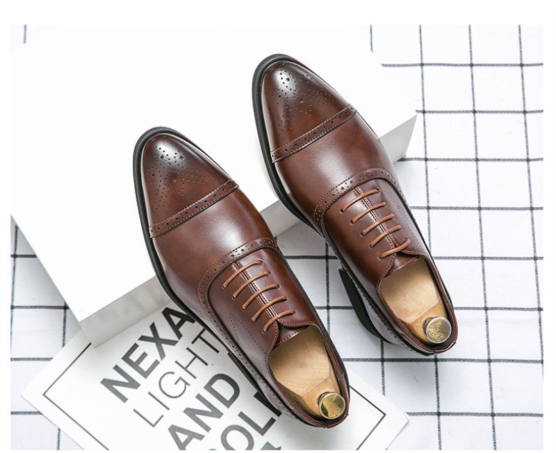Oxfords Men Shoes Red Sole Fashion Business Casual Party Banquet Daily Retro Carved Lace-up Brogue Dress Shoes