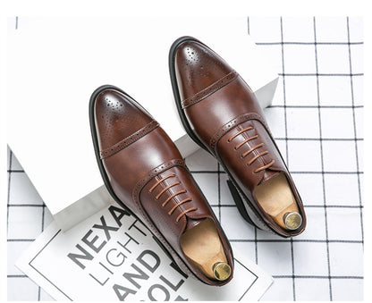 Oxfords Men Shoes Red Sole Fashion Business Casual Party Banquet Daily Retro Carved Lace-up Brogue Dress Shoes