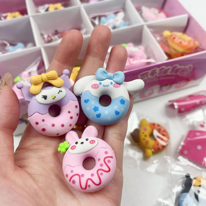 6 pçs/conjunto Borracha Sanrio Anime Hello Kitty Kurumi Cão Canela Donut Borracha Lápis Artigos de Papelaria Estudantis Presentes Infantis