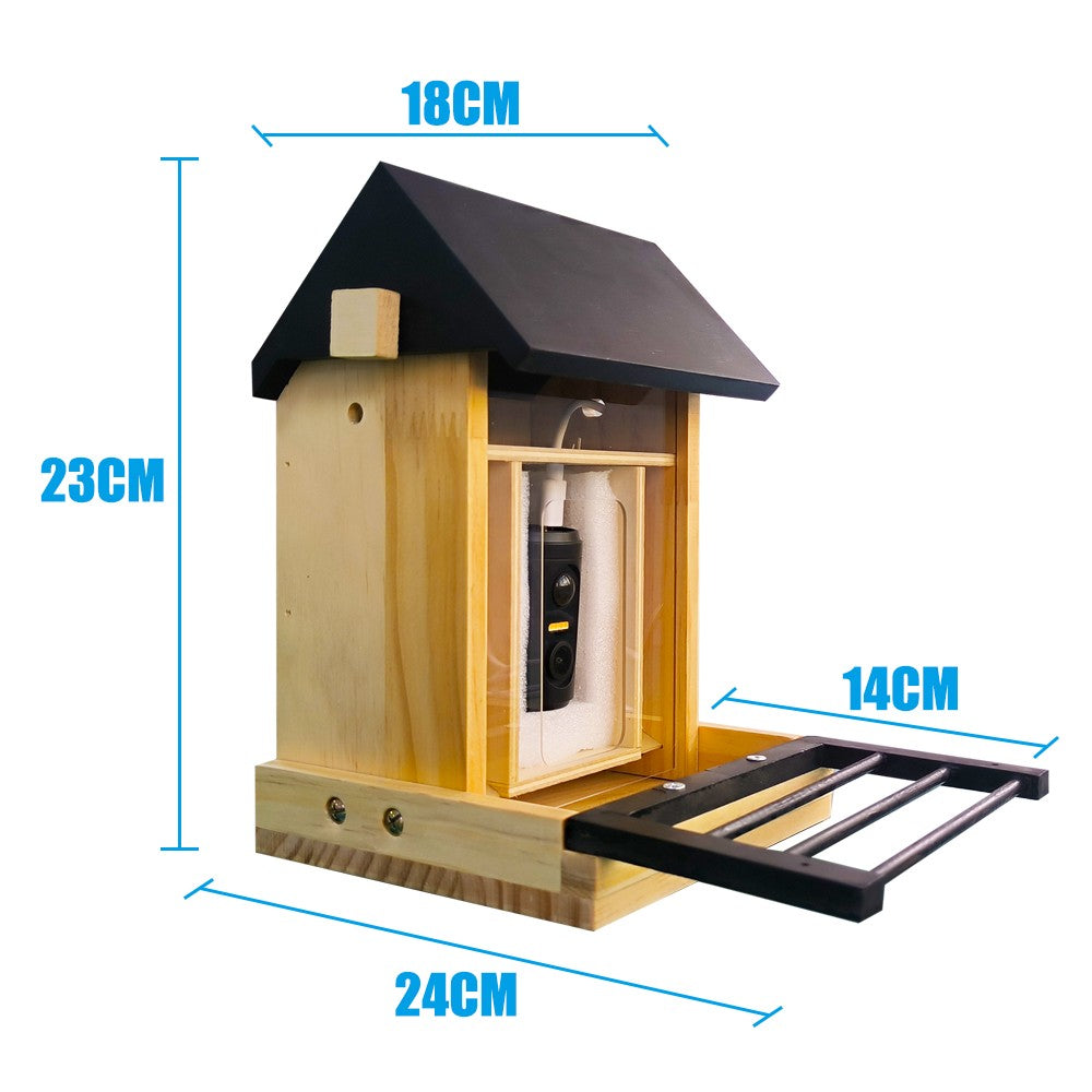 1080P Bird Feeder Camera Built-in Battery Solar Low Power Night Vision Outdoor IP66 Waterproof 2.4G WIFI Camera Connected Feeder