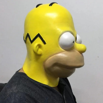 Anime Movie Simpson Cosplay Mask Festival Party Stage Performance Wear Hood Children's Day Yellow Latex Face Shield