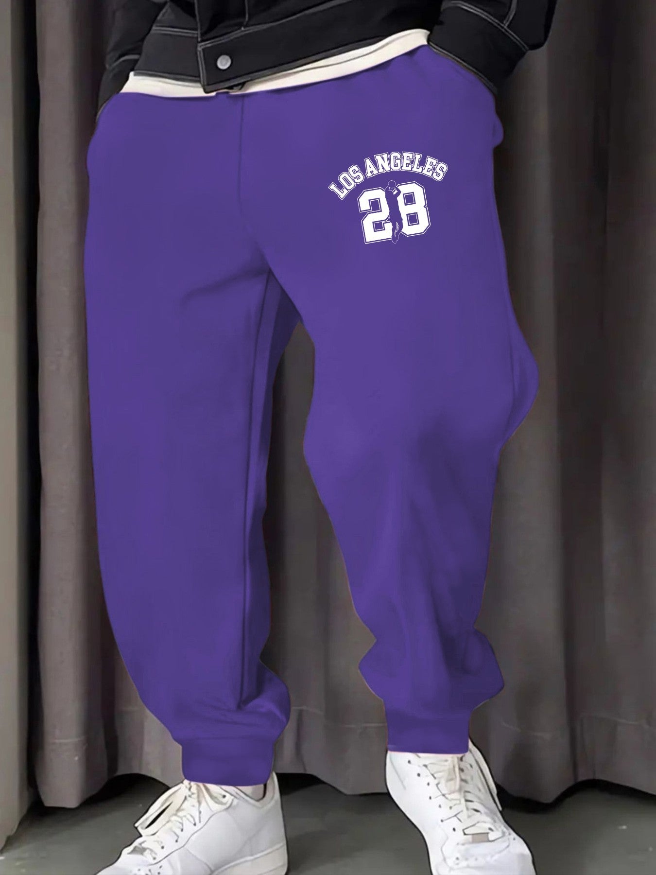 Los Angeges Number 28 Printing Male Sweatpants Fashion Long Pants Trendy Basic Trousers Casual Elastic Waist All-Match Pant