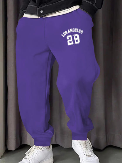 Los Angeges Number 28 Printing Male Sweatpants Fashion Long Pants Trendy Basic Trousers Casual Elastic Waist All-Match Pant