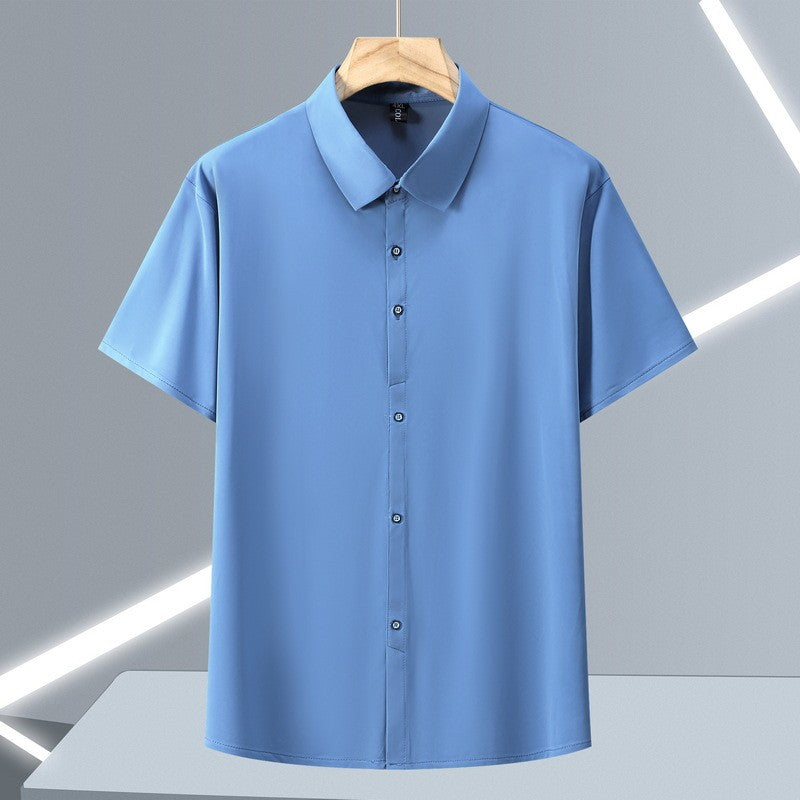 Ice Silk Summer Men's Dress Shirt Turn Down Collar Business Elastic Classic Top Male Plus Size Stretch 6XL 8XL 7XL 9XL 10XL 11XL