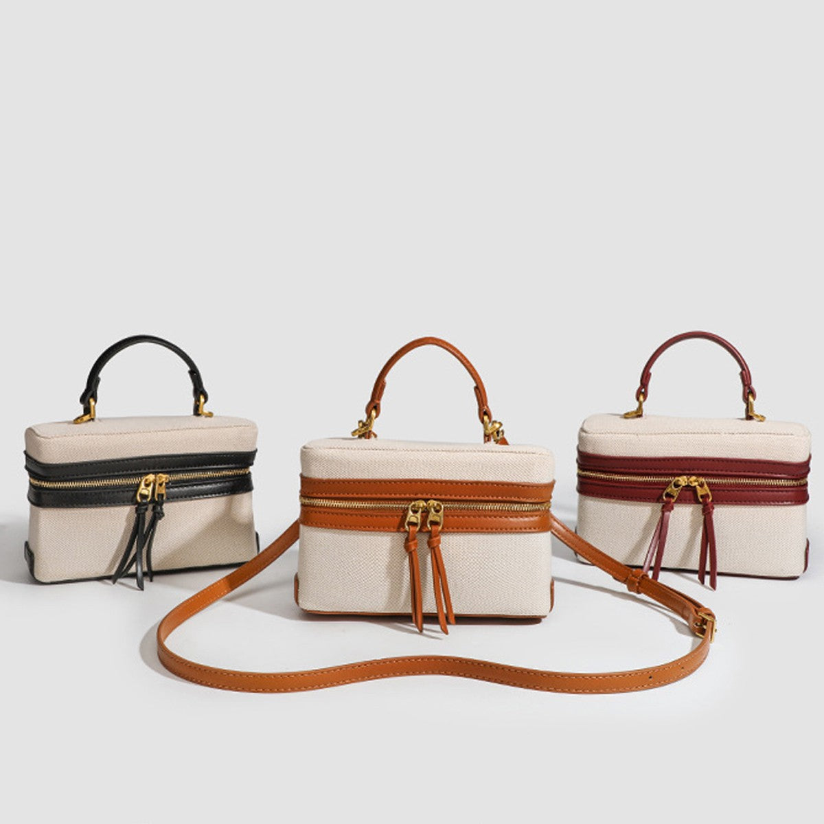 Women's Retro Canvas Spliced Lunch Box, Commuter Portable Shoulder Crossbody Small Square Bag, Adjustable Shoulder Strap