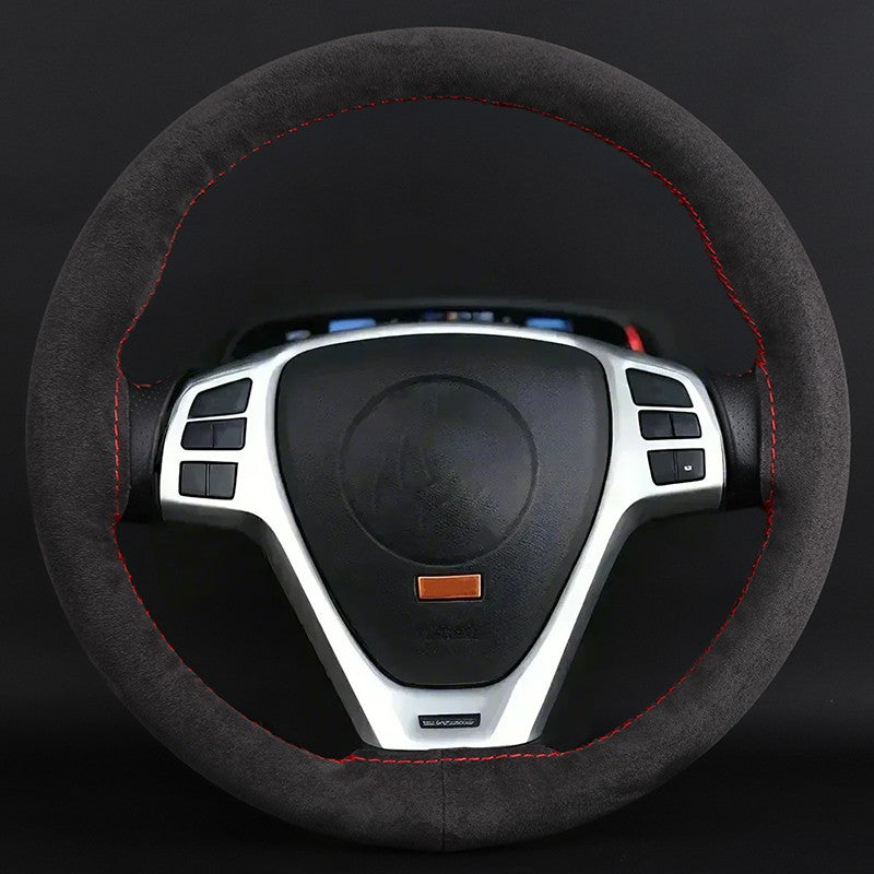 DIY Suede Car Steering Wheel Cover 15 inch Auto Steering Wheel Wrap With Needle Thread Four Season Universal Car Accessories