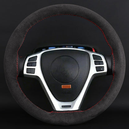 DIY Suede Car Steering Wheel Cover 15 inch Auto Steering Wheel Wrap With Needle Thread Four Season Universal Car Accessories