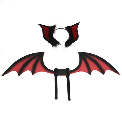 New Handmade Simulation Plush Furry Bat Ears Devil Sweetheart Halloween Bat Cosplay Pros Night Party Animals Hair Band Bat Wing