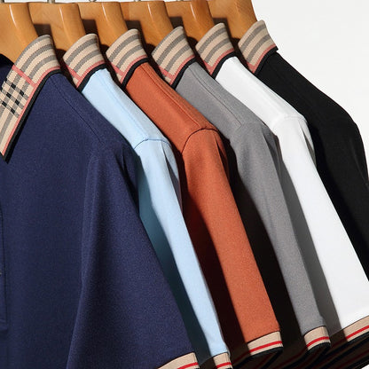 Original Quality Men's Polo Shirt High-End Striped Print Short Sleeve Classic Lapel T-Shirt Business Casual fashion Menswear Top