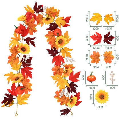 Halloween Artificial Vines Red Black Autumn Maple Leaves Fake Garland For Home Christmas Thanksgiving Party Fireplace Fall Decor