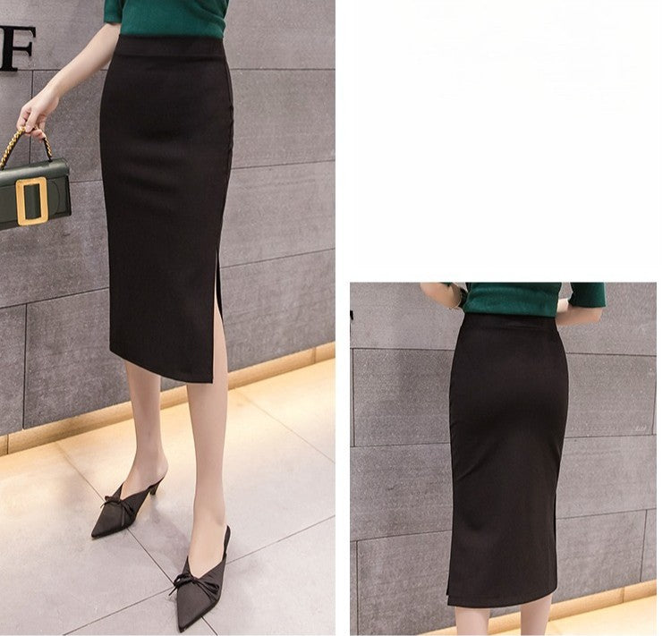 New Style Summer Fashion Elastic Waist Half-length Skirt 2025 Plus Size Women's Clothing Side-Slit Bodycon Skirts