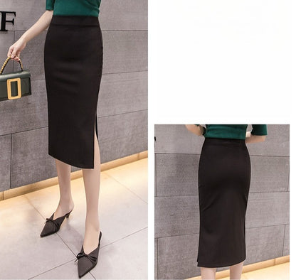 New Style Summer Fashion Elastic Waist Half-length Skirt 2025 Plus Size Women's Clothing Side-Slit Bodycon Skirts