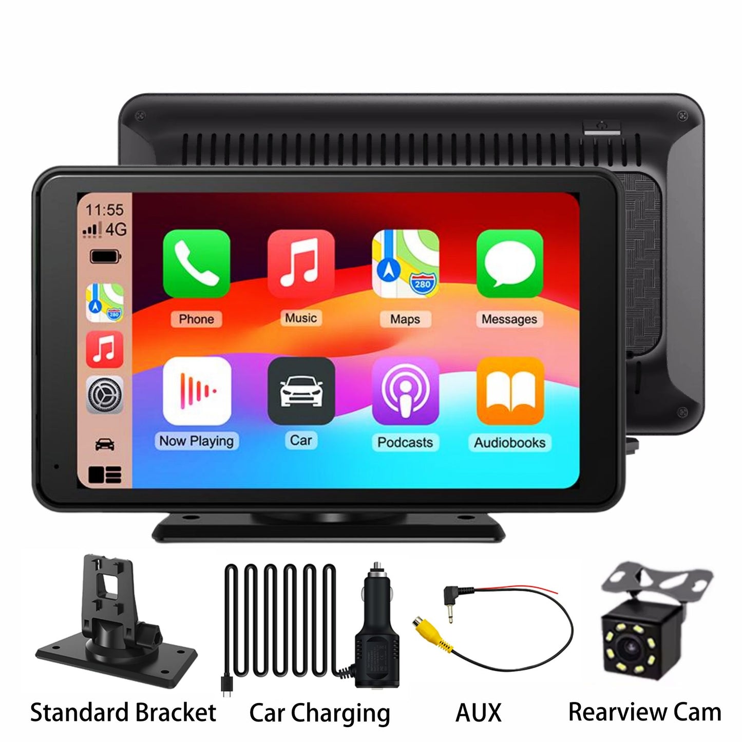 Wireless CarPlay Screen for Car 7" HD Portable Stereo Touchscreen For Apple CarPlay & Android Auto CarPlay Screen with Backup