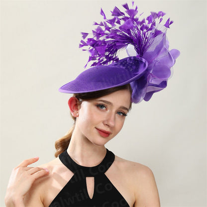 Big Flower Wedding Fascinator Hat Women Formal Party Tea Headpiece Ladies Cocktail Church Chapeau Cap Headband Woman Millinery