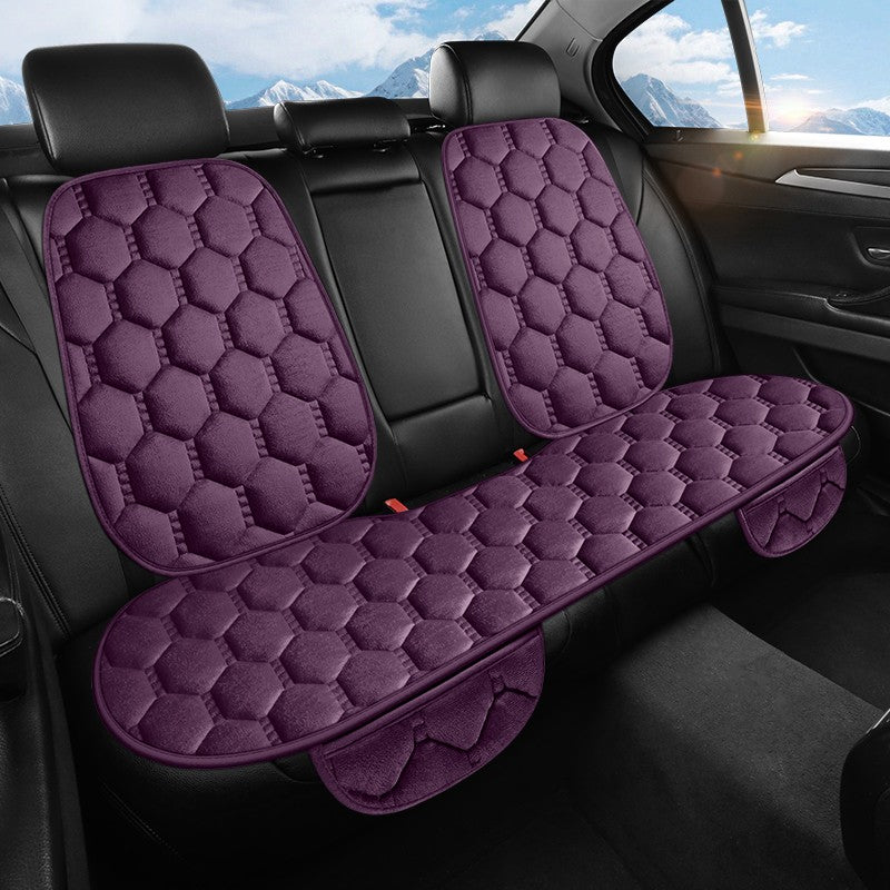 Car seat cushion three piece set, single seat, single piece, winter plush backrest, no binding, anti slip, cold resistant pad