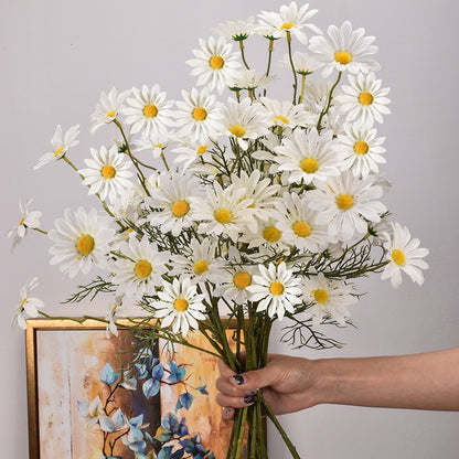 3/5/10Pcs Artificial White Daisy Flower Bouquet DIY Vase Home Garden Living Room Decoration Wedding Party Silk Fake Flowers