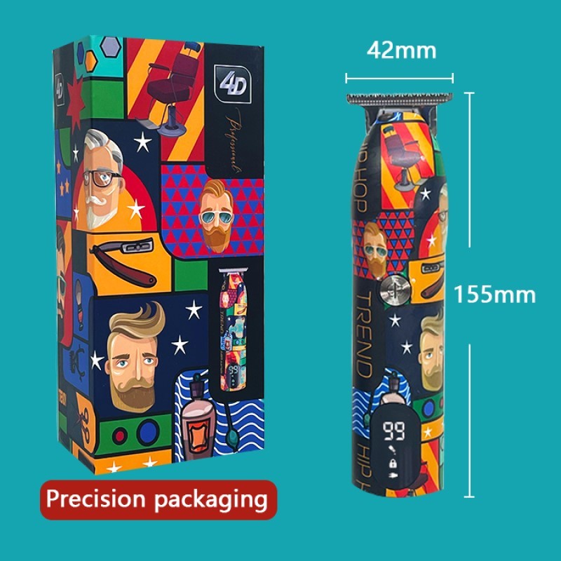 Professional Barber Hair Clipper Rechargeable Graffiti Electric Finish Cutting Machine Beard Trimmer Shaver Cordless Work