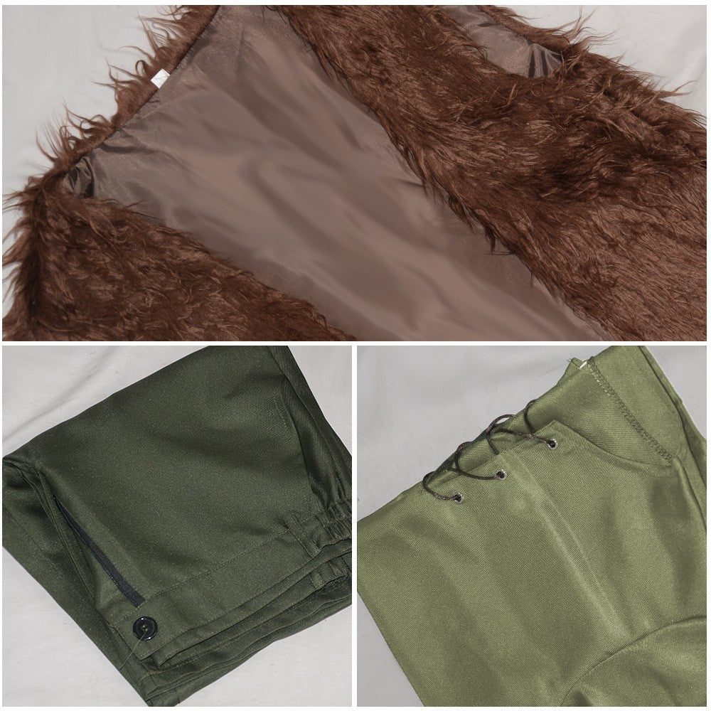 Anime Dragon Hiccup Cosplay Costume Green T Shirt Pant Brown Vest  Set Halloween Fancy Dress for Man