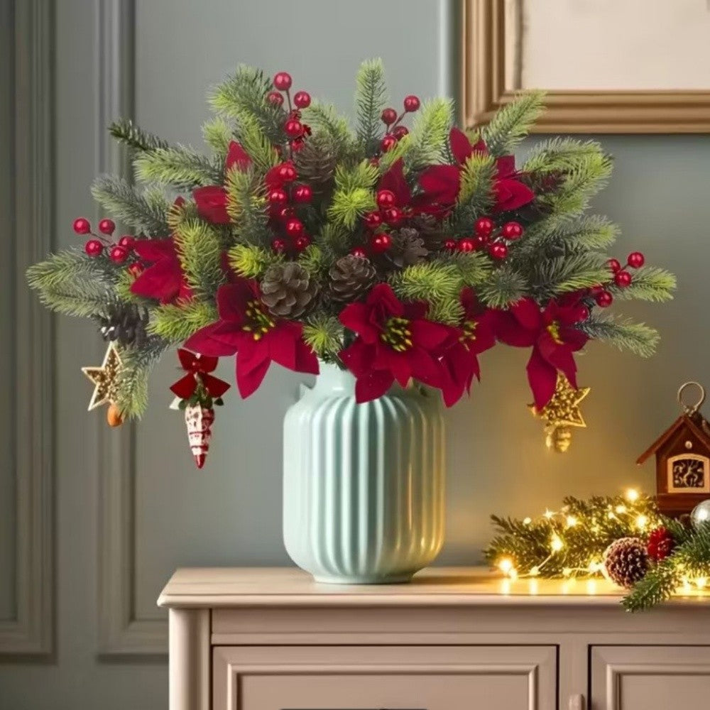 Artificial Flowers Maintenance-Free Christmas Bouquet Red Berry Decoration Festive Holiday Artificial Flowers For Festive Home
