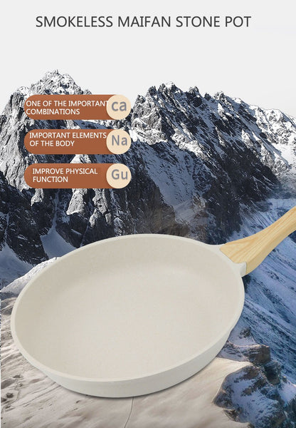 Panela Wok Antiaderente Frigideira Cerâmica Pedra Medicinal Fogão a Gás Indução Utensílios de Cozinha Universais Panela Antiaderente para Bife e Molhos