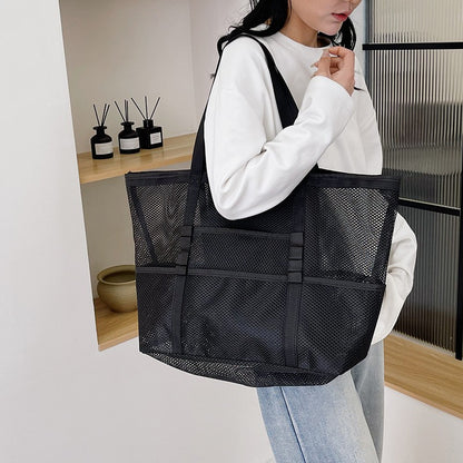 Foldable Lightweight Beach Bags Large Capacity Grocery Produce Tote Bag Beach Shoulder Bag Women's Casual Shopping Bags