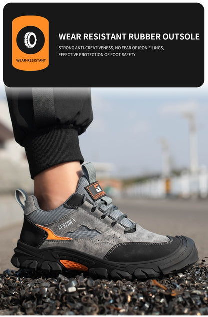 Men Safety Work Shoes Plastic Toe Safety Boots Fashion Lightweight Comfort Working Sneakers Anti-puncture Indestructible Shoes