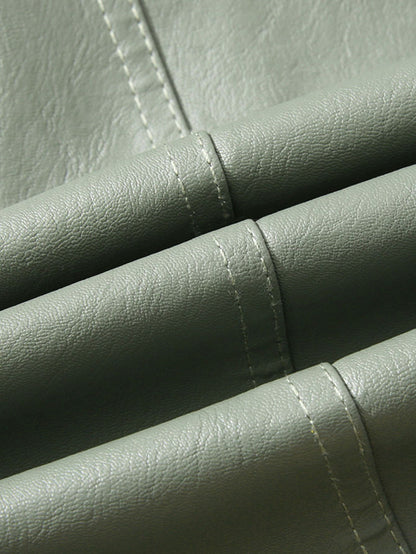 Men's Large Leather Jacket Fashion Collar PU Leather Motorcycle Slimming Cycling Coat New Men Waterproof Leather Jacket