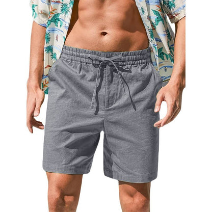 Summer Men's Cotton Linen Breathable Shorts Lightweight Beach Short Pants Casual Cozy Fashion Elastic Waist Male Short Trousers