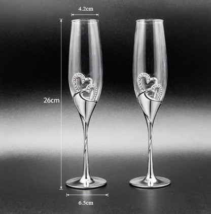 Conjunto 2 Peças Taças de Cristal Luxo Vinho Tinto Copos Altos para Festa Champanhe Flute Copos de Beber