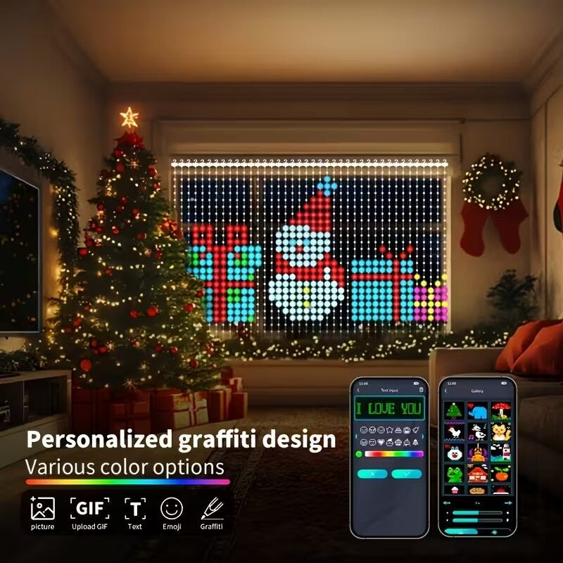 Bluetooth APP Controlled Smart RGBIC LED Curtain Fairy String Lights, DIY Programmable Lights for Bedroom, Wedding, Christmas & Holiday Party