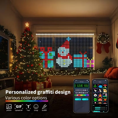Bluetooth APP Controlled Smart RGBIC LED Curtain Fairy String Lights, DIY Programmable Lights for Bedroom, Wedding, Christmas & Holiday Party