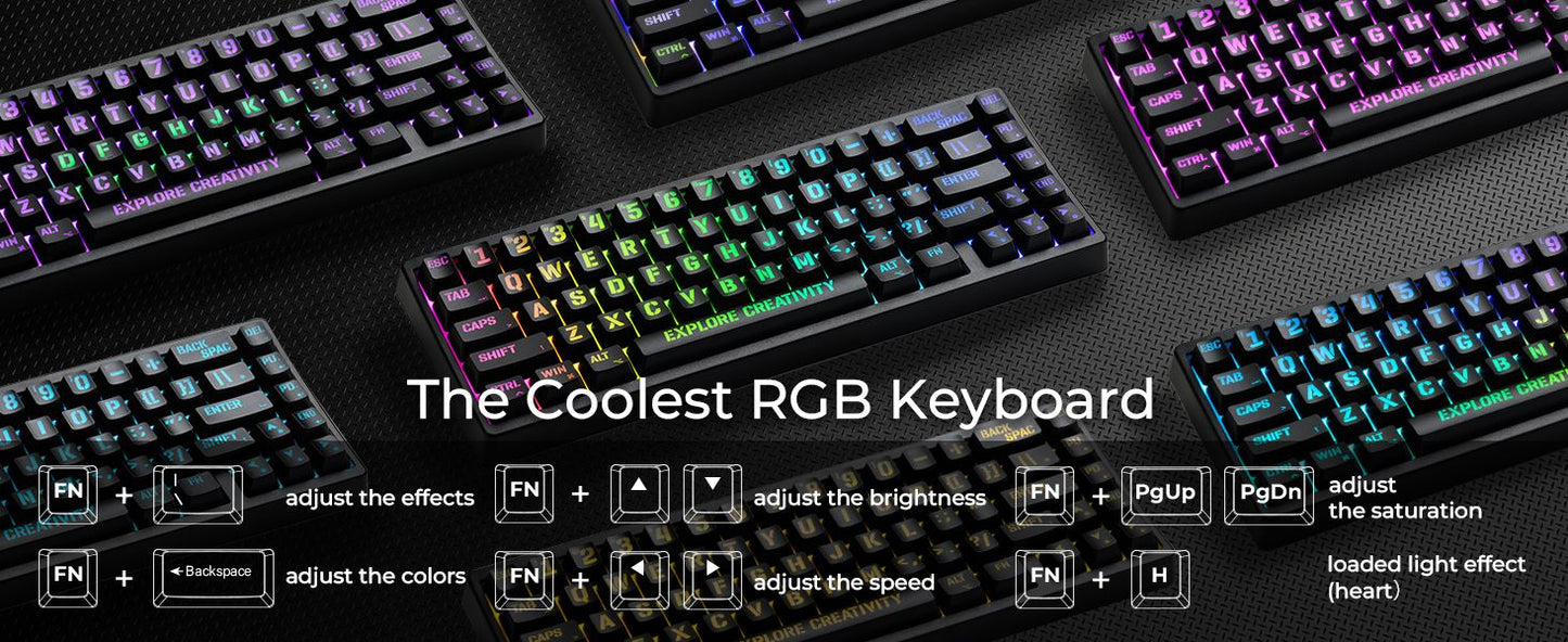 Teclado Mecânico XVX M67 JadeStone com Teclas IMD-Tech Hot Swappable Design Gasket Teclado com Retroiluminação RGB Personalizada Tri-Modo