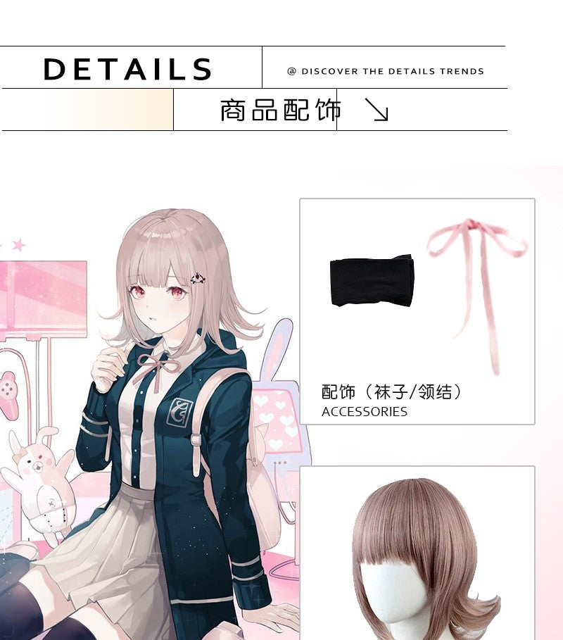 Uniforme de lycéens Anime recruté anronpa Nanami ChiaKi Cosplay Costume, veste à manches longues, jupe courte, jupe Loli