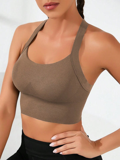 Sports and beautiful back bra set, cross-back sports bra, no chest pad, adjustable size, and can be worn inside normally.