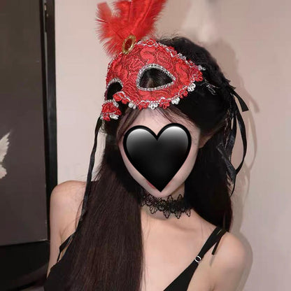 Halloween Mask Masquerade Princess Half Face Lace Plus Flower Children Adult Eye Mask Female Party Performance Props