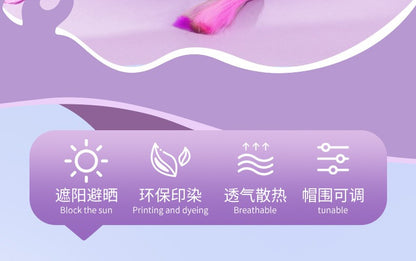 Sanrio Kuromi Baseball Cap Summer Sun Hats for Girl  Breathable Visor Hat  Kawaii Wig Braid Cute Kids Children Aged 5-10 Sunhat