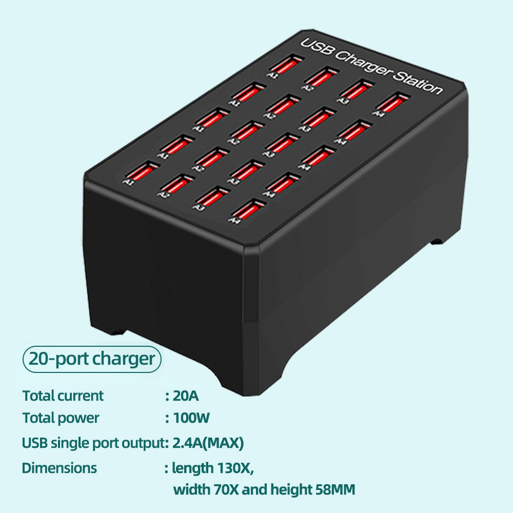 15/20/30/40Port USB Charger for iPhone iPad Samsung Xiaomi Charging Station Dock Multi USB Charger Desktop Mobile Phone Charge