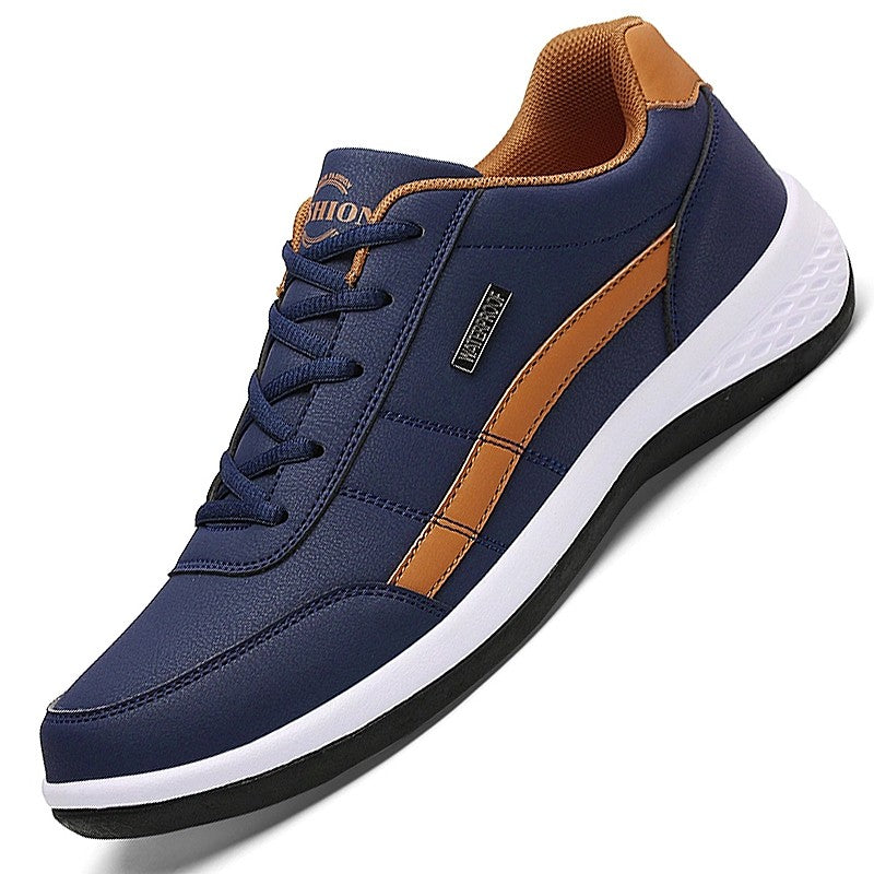 Sapatos masculinos de couro tênis tendência casual italiano respirável lazer masculino tênis calçados antiderrapantes sapatos vulcanizados masculinos