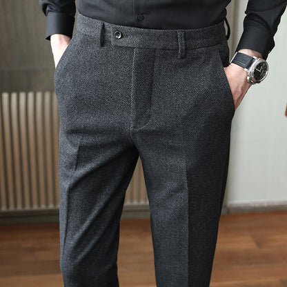 New Autumn Men's Gray Pants, Fashion Casual Trousers, Asian Size 28-36 Slim Suit Pantalon for Men