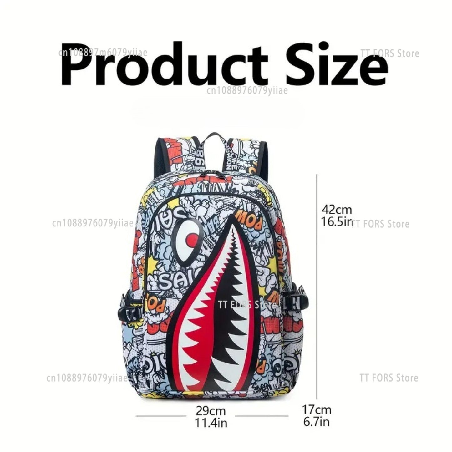 Mochila Infantil Estampa Tubarão Personalizada de Pano Oxford Impermeável Grande Capacidade Mochila Escolar Casual Presente para Crianças