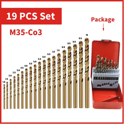 Broca Helicoidal de Cobalto HSS M35 Jogo de Ferramentas Acessórios para Perfuração de Metal Aço Inoxidável