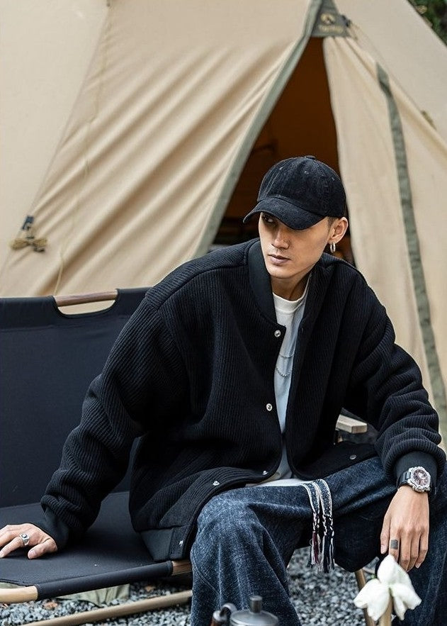 Oversize 300lb Men's Spring Fashion Baseball Jacket Vintage Loose Fit Pilot Coat Outerwear