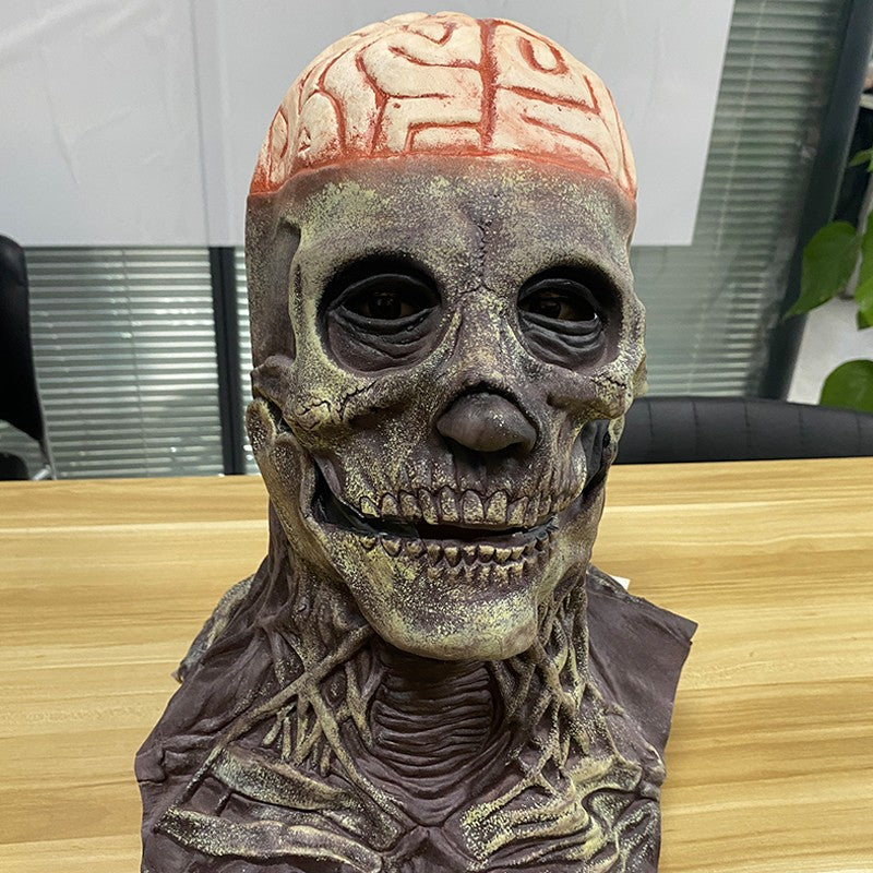2026 Halloween Latex Skeleton Head Mask Horror Brain Helmet Mask Cosplay Party Supplies Skull Full Face Mask