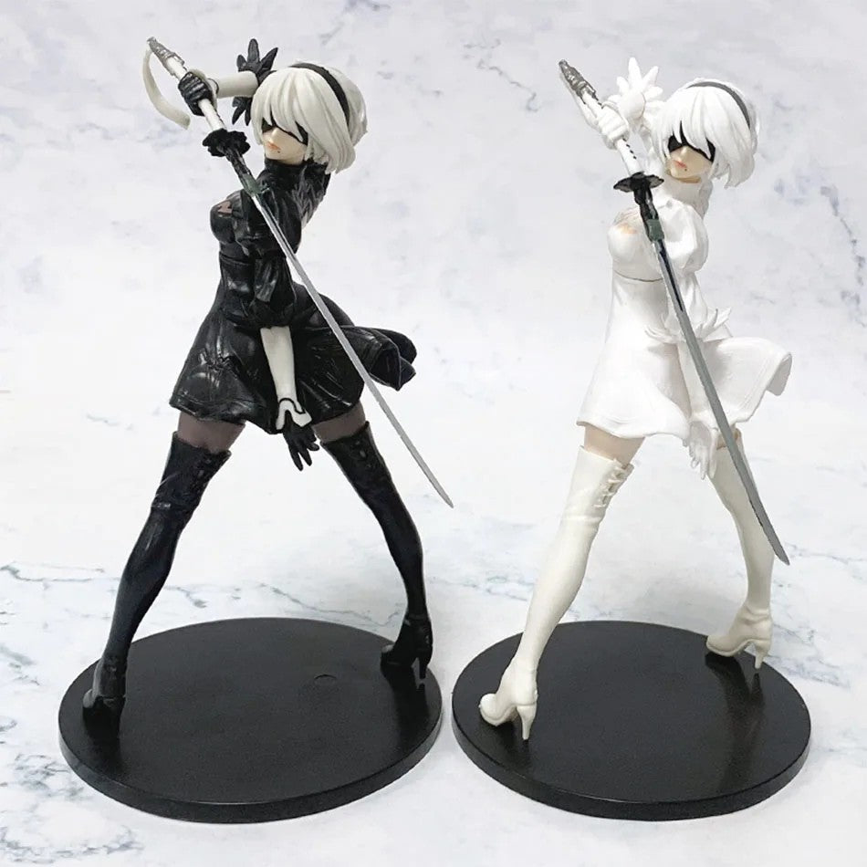Figura de Anime Yorha 2B Quente de 18CM Série Preto e Branco PVC Colecionável Boneco de Ação Estatueta de Presente